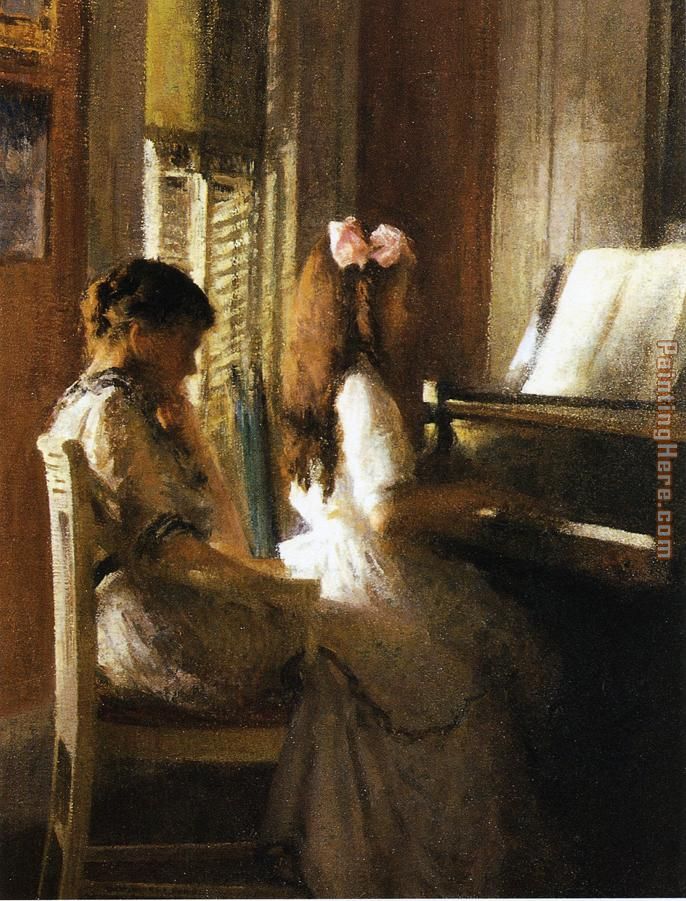 The Music Lesson painting - Joseph DeCamp The Music Lesson art painting